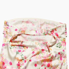 Satin Floral Strapless Maxi Dress
