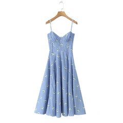 Floral Print Corset Midi Dress