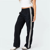 Striped Elastic Waist Wide Leg Track Pants