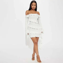 Ruffle Off Shoulder Short Dress