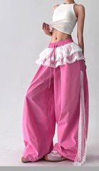 Lace Patchwork Oversized Jogger