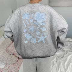 Embroidered Floral Graphic Sweatshirt