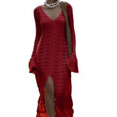 Crochet Flared Cuffs Long Cardigan