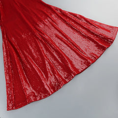 Red Sequin V-neck Strappy Maxi Dress