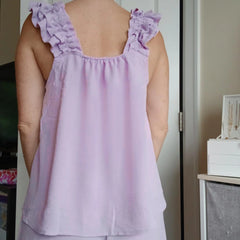 Peplum Babydoll Ruffle Trim Tank Top And Shorts Pj Sets