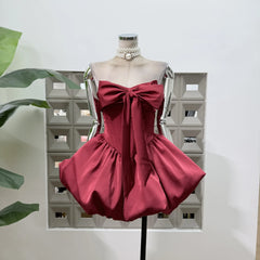 Bow Sleeveless Ball Gown Mini Dress