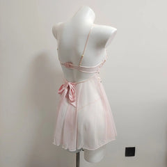 Daisy Embroidered Floral Lace Mesh Nightgown