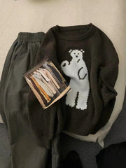 Bear Plush Grey and Beige Sweater
