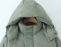Zipper Up Stand Collar Removable Hooded Parka Coat