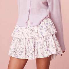 Floral Ruffled Tiered Mini Skirt
