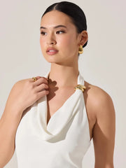 Halter Neck Metal Pin Midi Dress