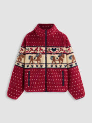 Plush Christmas Jacket With Zipper Pocket