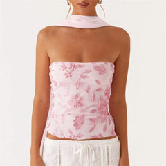 Sequin Tube Top with Scarf