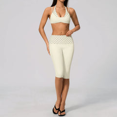 Printed Patchwork Crop Top And Leggings Set