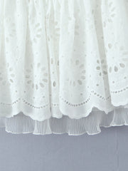 White Halter Eyelet Flare Mini Dress