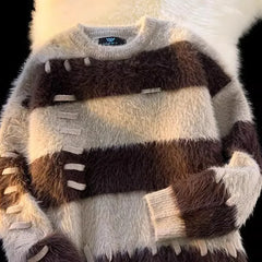 Striped Fuzzy Knit Sweater