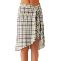 Asymmetric Hem Patchwork Midi Skirt