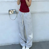 Star Patch High Waist Drawstring Jogger
