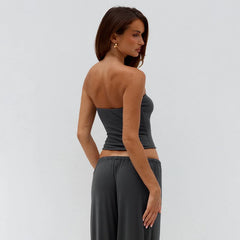 Strapless Crop Top And Long Pants Set