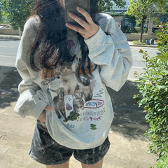 Cat Graphic Printed Sweatshirt