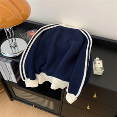 Contrast Color Zipper Knit Sweater