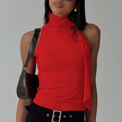 Mock Neck Tie-Up Tank Top - Summer Essential
