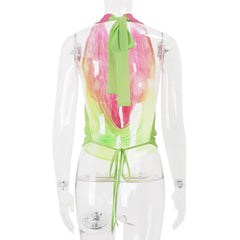 Gradient Halter Crop Top And Sequin Mini Skirt Set