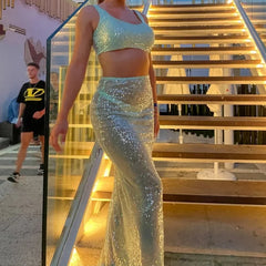 Sequined Sheer Maxi Skirt
