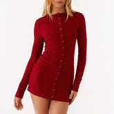 Long Sleeve Boydcon Button Down Mini Dress