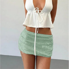 Low Rise Sequin Mini Skirt