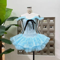 Bow Tie Mini Ponpon Fishbone Dress