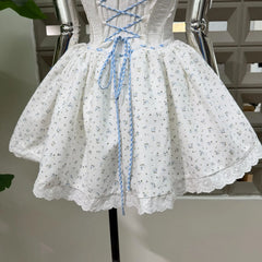 Off Shoulder Floral Corset Tie Up Mini Dress