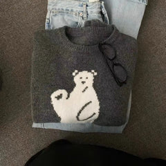 Bear Plush Grey and Beige Sweater