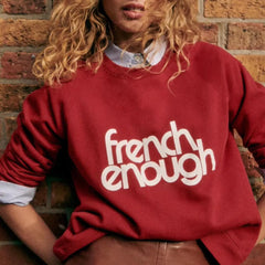 French Enough Letters Print Sweatshirt