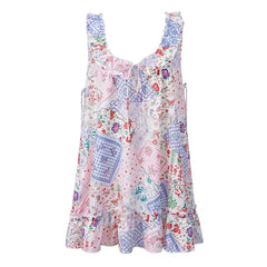 Floral Babydoll Ruffle Trim Sleeveless Mini Dress