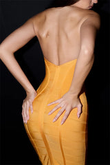 Yellow Bandage Midi Dress