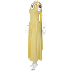 Tank Pleated Hem Maxi Dress With Scarf