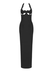 Halter Neck Hollow Out Design Bandage Maxi Dress