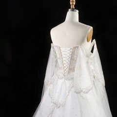 Off-Shoulder Tulle Sequin Flower Petal Embroidered Gown