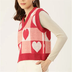 Heart Checkered Sweater Vest