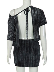 Tie Dye One Shoulder Open Back Mini Dress