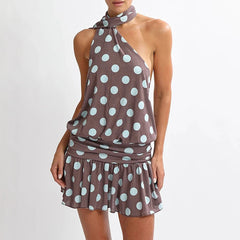 Backless Drape Halter Neck Open Back Mini Dress