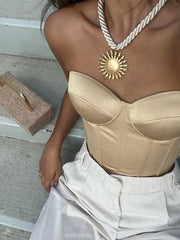 Satin Strapless Boned Corset Top