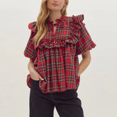 Gingham Babydoll Blouse