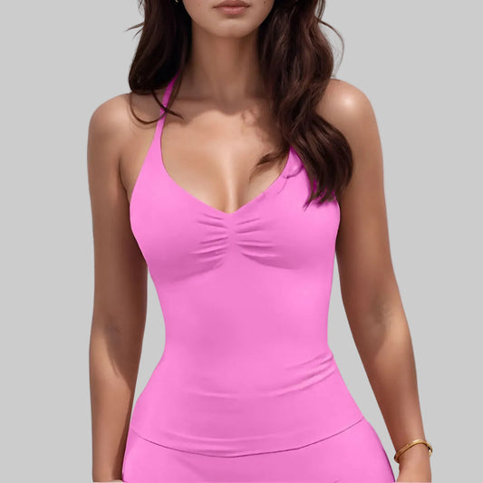 Halter Seamless Tank With Removable Pads