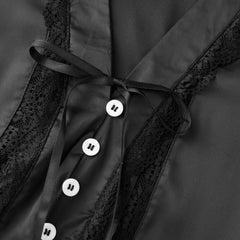 Lace Trim Sheer Tie-up Button Top