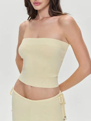 Ribbed Tube Top And High Waist Pants Set