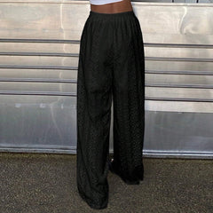 Embroidery Lace Sheer Long Trousers