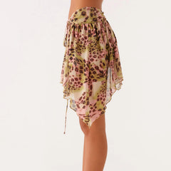 Animal Print Ruffled Low Rise Short Skirt