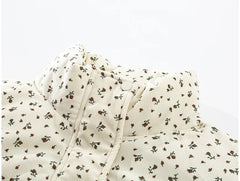 Beige Corduroy Print Parka Padded Jacket